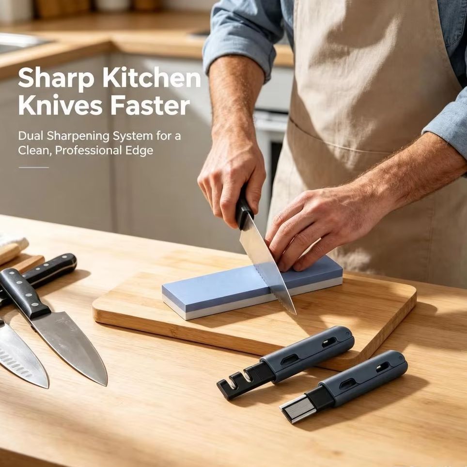 Commercial Kitchen Knife Sharpener - 3PCS,Knife Sharpening Stone,Folding Sharpener,Water Whetstone for