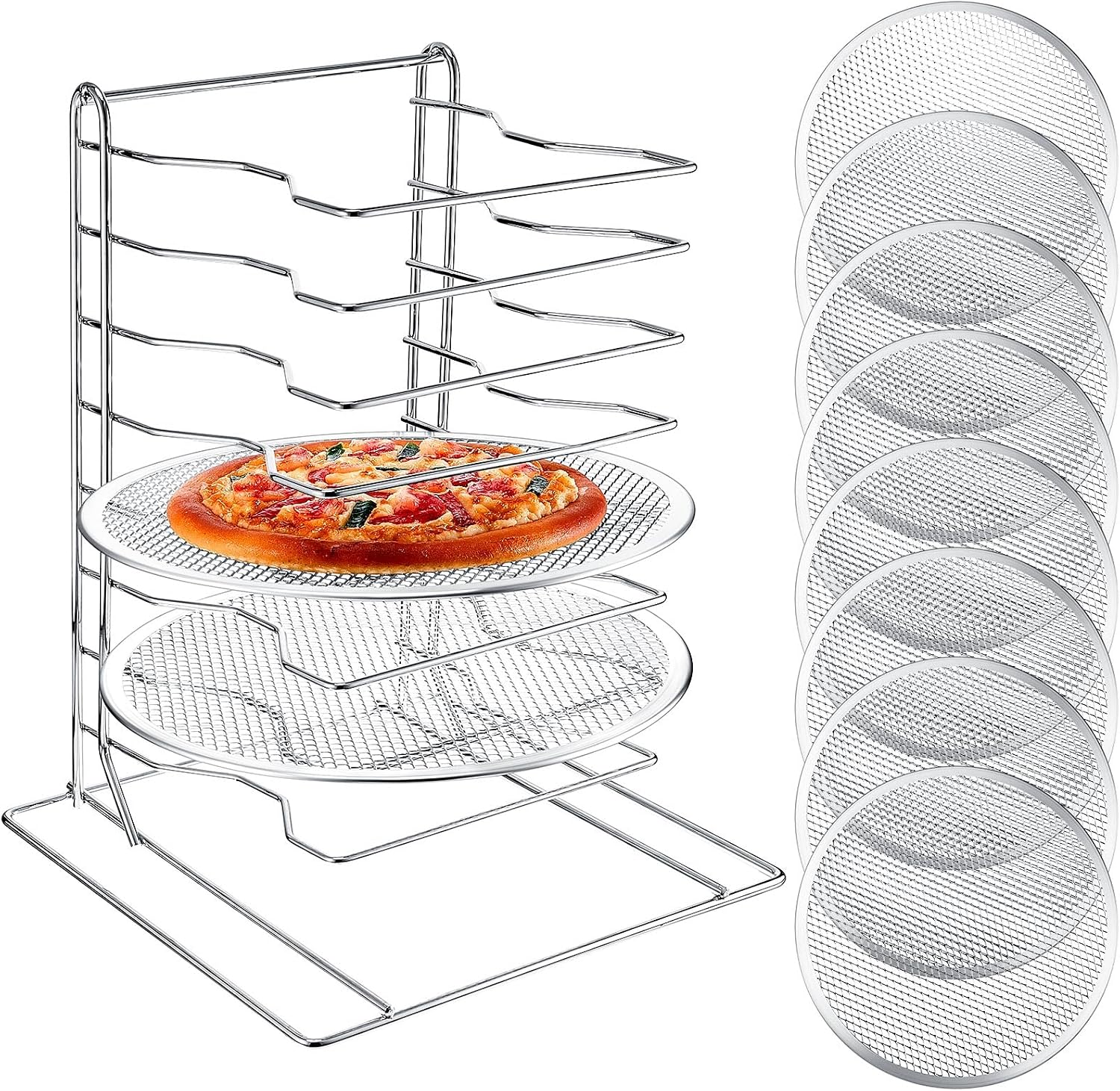 Pizza Rack 8 Tiered Stand With - Commercial Kitchen Set 评论和价格
