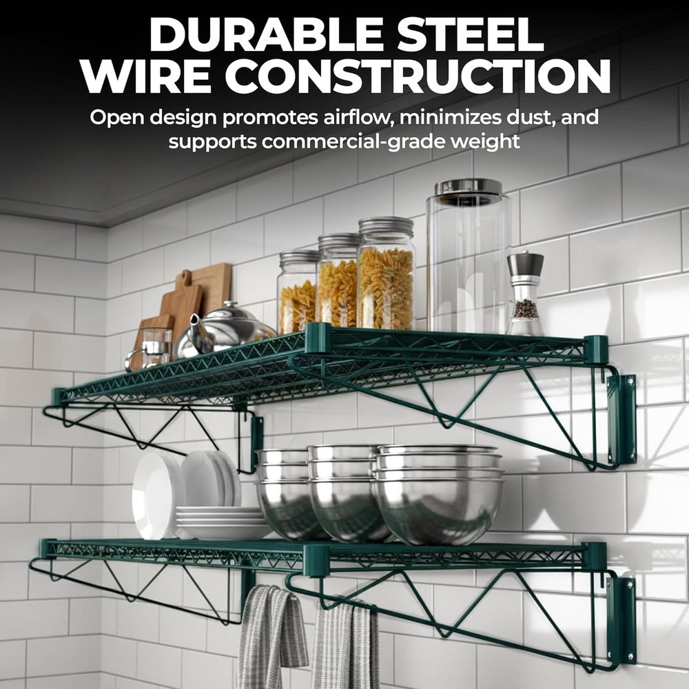 Premium Epoxy Green Wire Wall  - Wall Shelf Commercial Kitchen 评论和价格