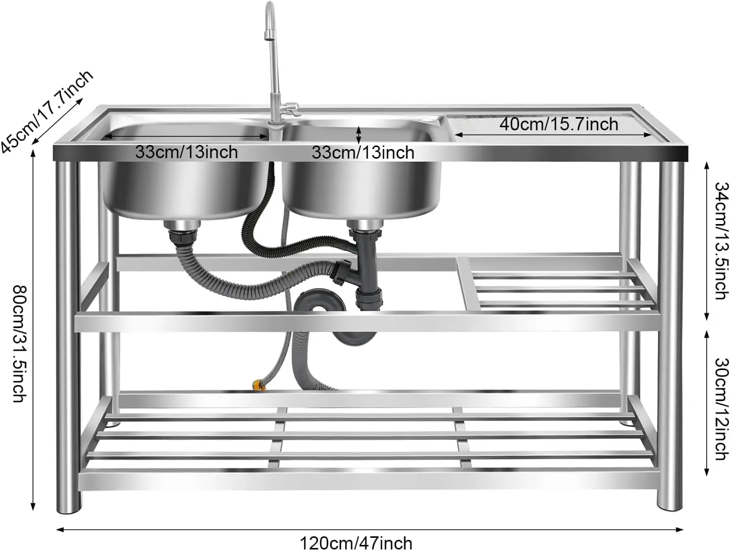 3 Tiers Freestanding Stainless - Commercial Kitchen Set 评论和价格
