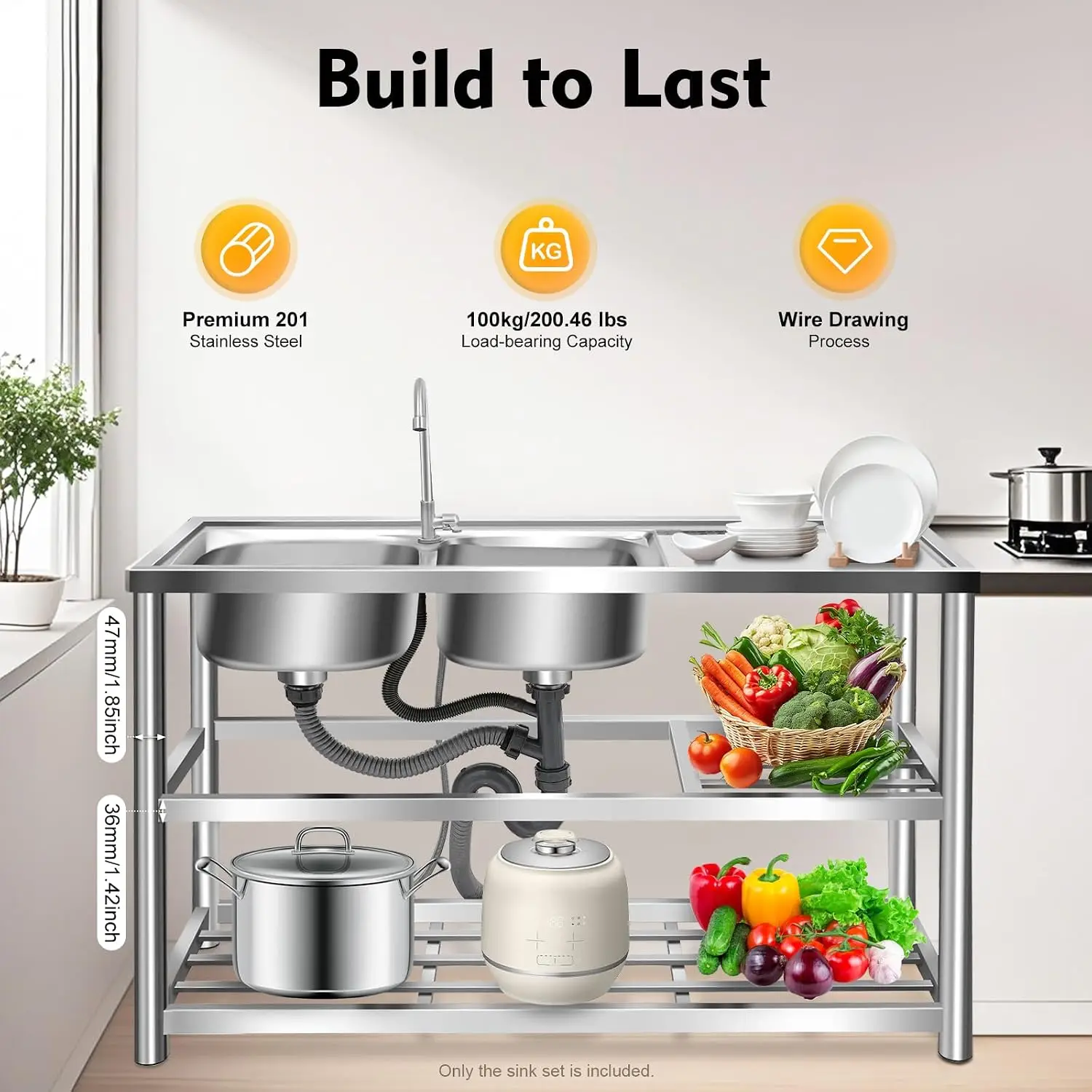 3 Tiers Freestanding Stainless - Commercial Kitchen Set 评论和价格