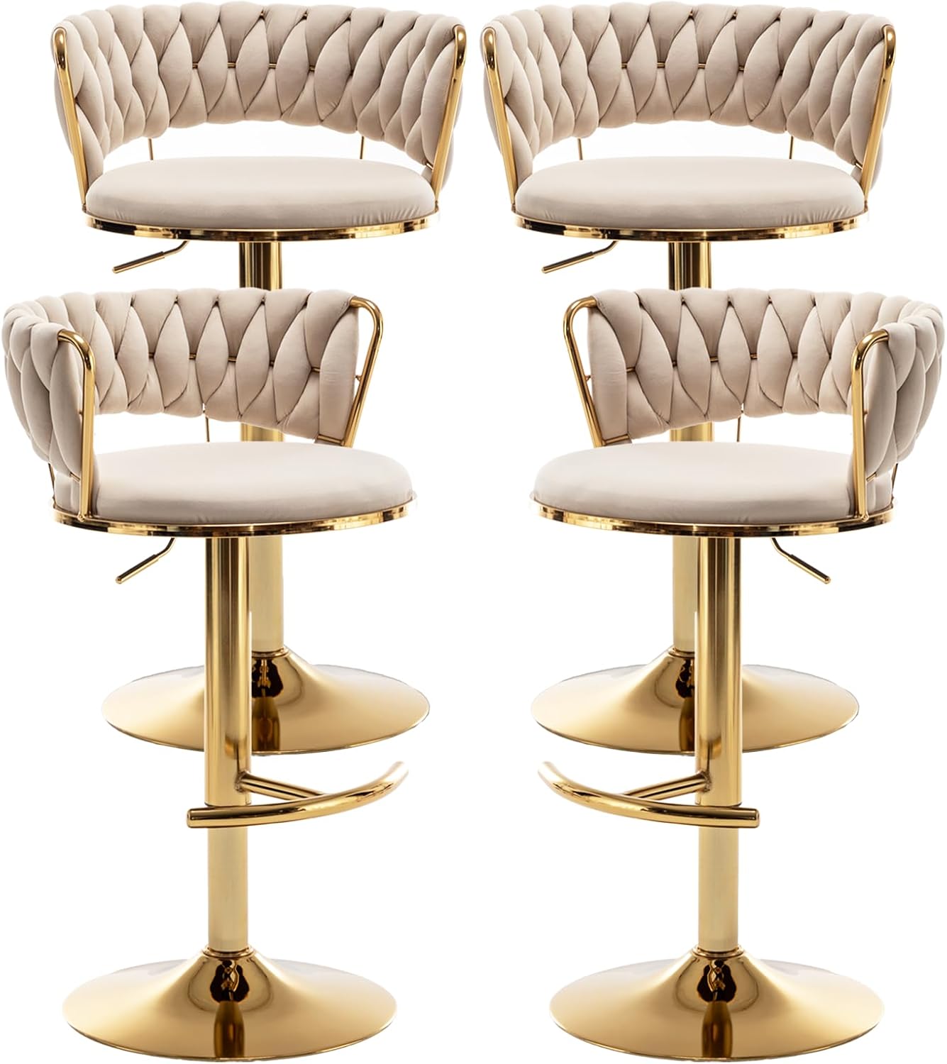 Beige Velvet Bar Stools Set of - Commercial Kitchen Set 评论和价格