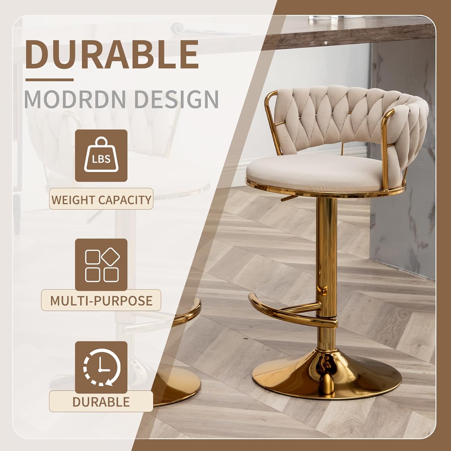 Beige Velvet Bar Stools Set of - Commercial Kitchen Set 评论和价格