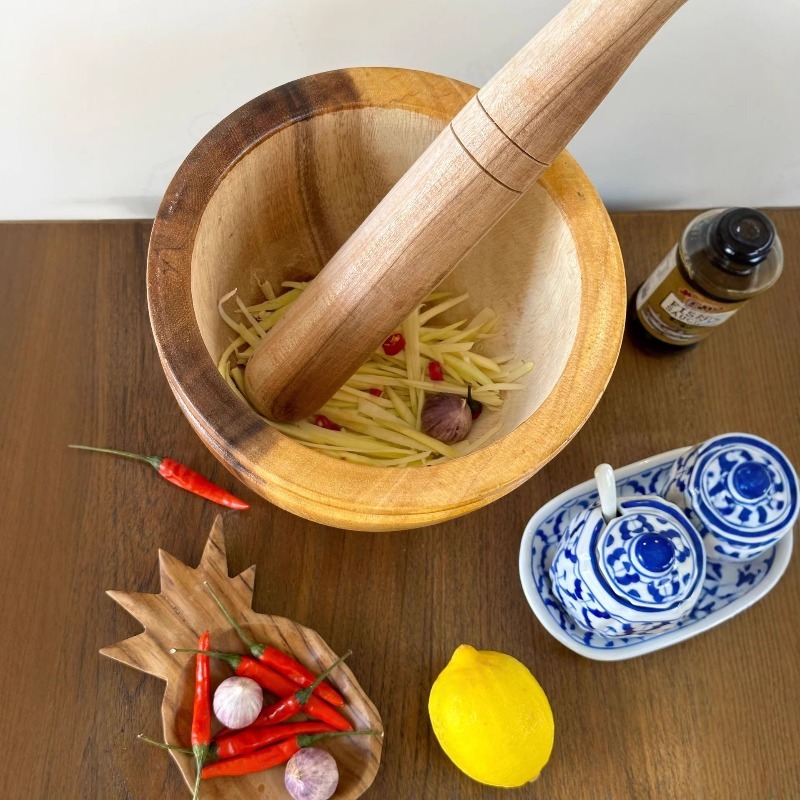 Natural Acacia Wood Mortar and - Commercial Kitchen Set 评论和价格